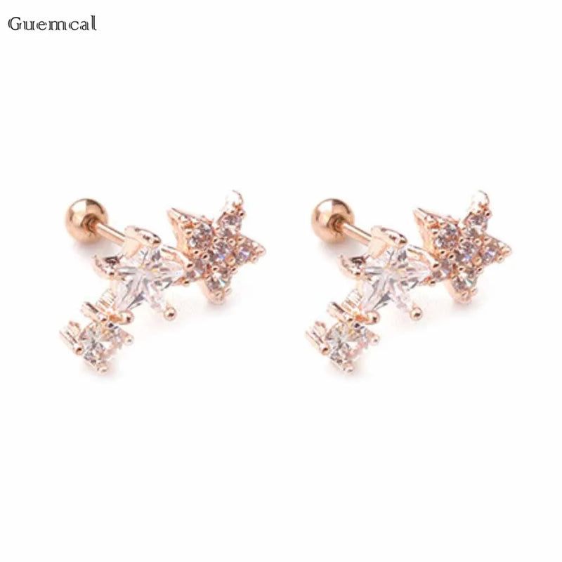 2pcs Stainless Steel Five-pointed Star Earrings