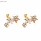 2pcs Stainless Steel Five-pointed Star Earrings