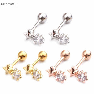 Sweet Stainless Steel Star Stud Earrings Set