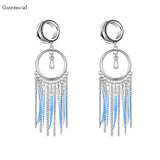 2pcs Long Leaf Bell Pendant Ear Expanders 6mm-30mm Piercing Jewelry