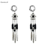 2pcs Long Leaf Bell Pendant Ear Expanders 6mm-30mm Piercing Jewelry