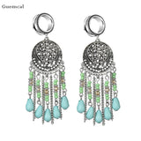 2pcs Long Leaf Bell Pendant Ear Expanders 6mm-30mm Piercing Jewelry