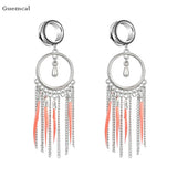 2pcs Long Leaf Bell Pendant Ear Expanders 6mm-30mm Piercing Jewelry