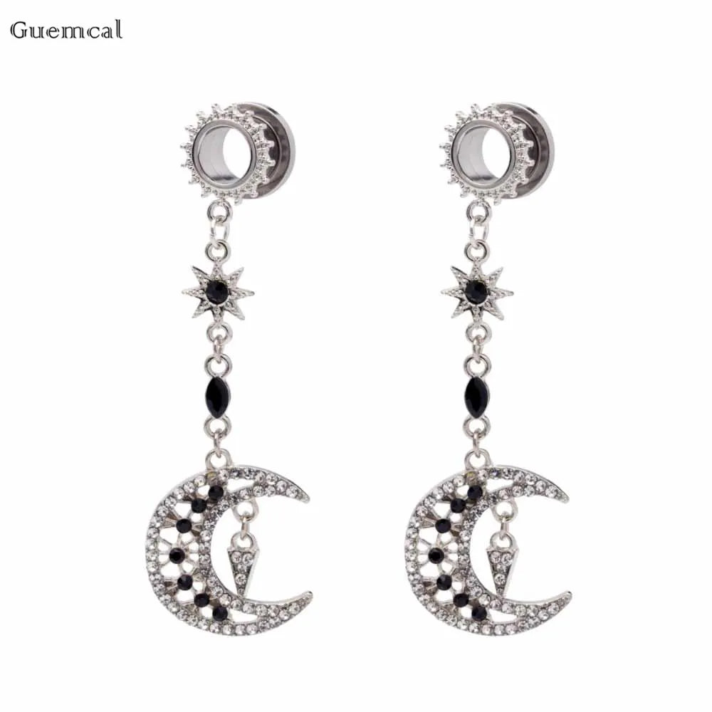 Zircon Long Sun Pentagram Tassel Ear Expander Piercing