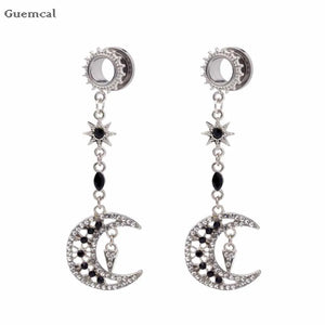 Zircon Long Sun Pentagram Tassel Ear Expander Piercing