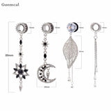 Zircon Long Sun Pentagram Tassel Ear Expander Piercing