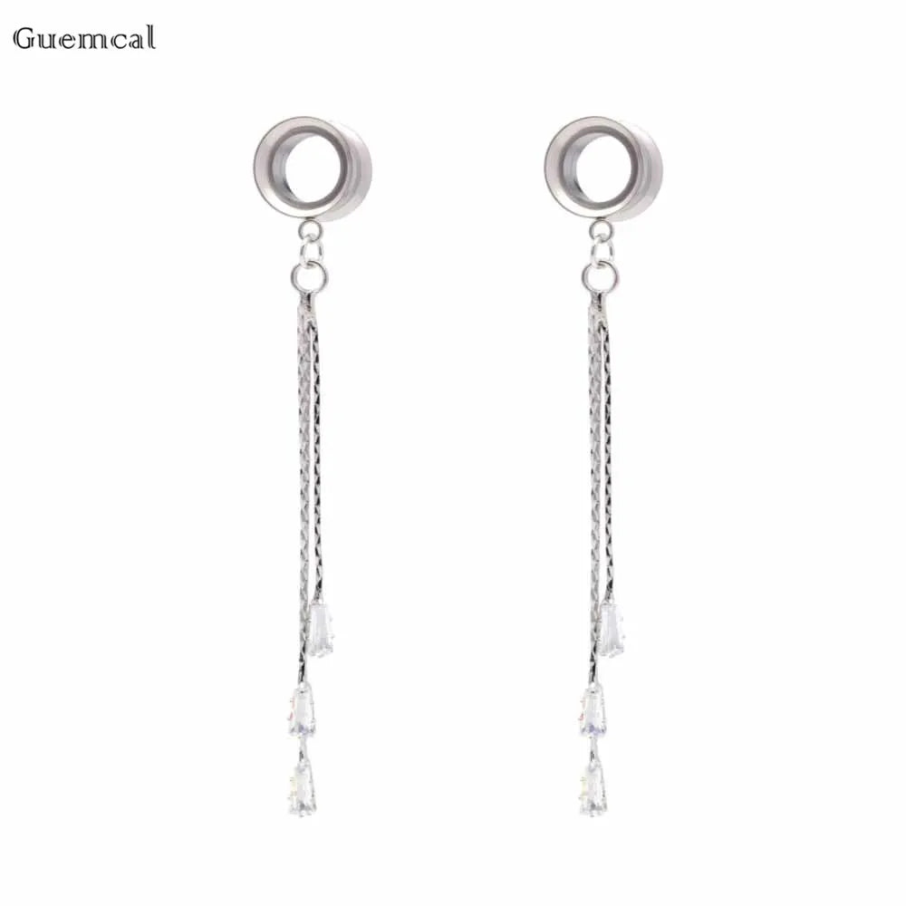 Zircon Long Sun Pentagram Tassel Ear Expander Piercing