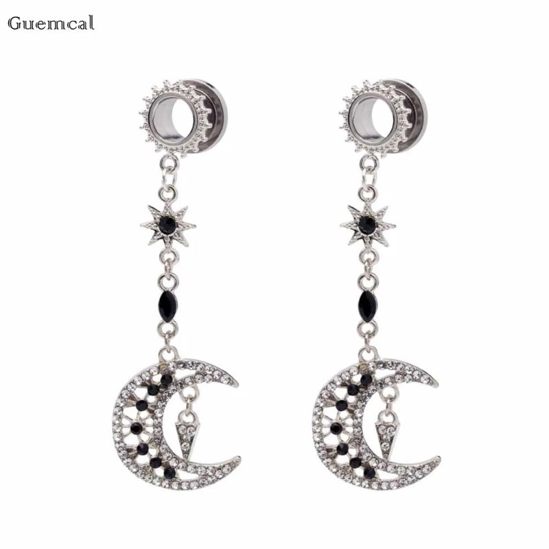 Zircon Long Sun Pentagram Tassel Ear Expander Piercing