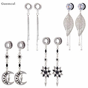 Zircon Long Sun Pentagram Tassel Ear Expander Piercing