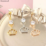 Golden Zircon Crystal Belly Button Ring Tassel Belly Button