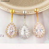 Golden Zircon Crystal Belly Button Ring Tassel Belly Button