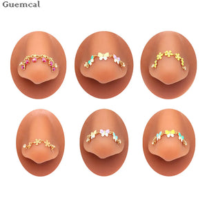 Stainless Steel Butterfly Nose Ring Flower-shaped Nose Nail