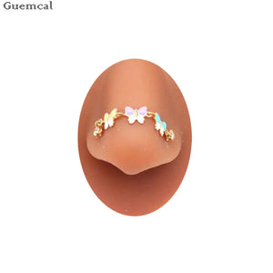 Stainless Steel Butterfly Nose Ring Flower-shaped Nose Nail