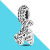 Guitar Heart Dangle Charms 925 Silver Bracelet DIY