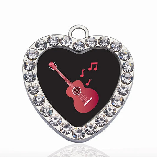 Guitar Circle Charm for DIY Jewelry Making