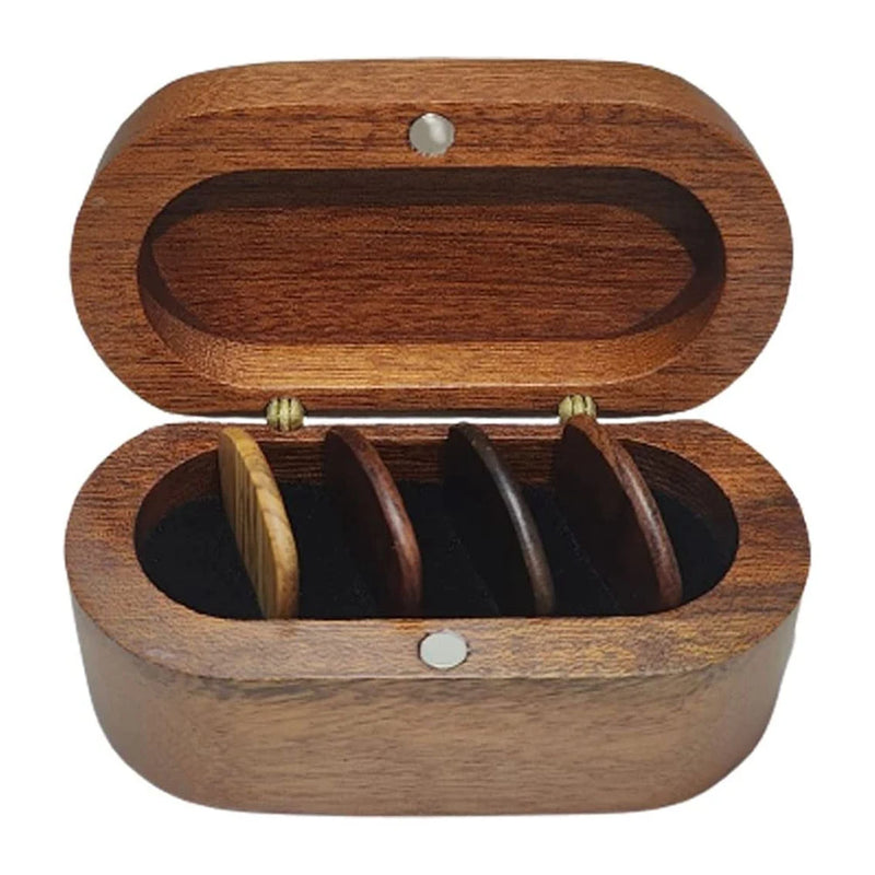 Wooden Guitar Pick Holder Set with Display Case