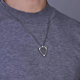 Music Note Pendant Guitar Pick Necklace for Music Lover Men and Women