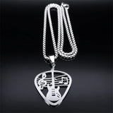Guitar Pick Pendant Music Note Chain Necklace for Women/Men