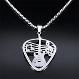 Guitar Pick Pendant Music Note Chain Necklace for Women/Men