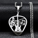 Guitar Pick Pendant Music Note Chain Necklace for Women/Men