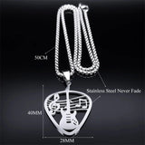 Guitar Pick Pendant Music Note Chain Necklace for Women/Men