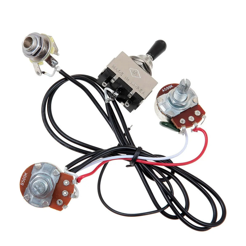 Pre-wired Guitar Harness 500K Pots 3-Way Toggle Silver