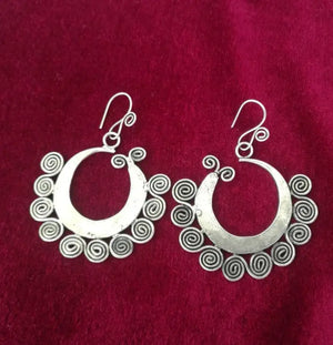 Guizhou Ethnic Style Miao Silver Earrings Personalized Lace Earrings