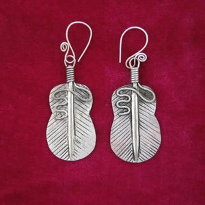 Guizhou Miao Retro Earrings Hanfu Accessories Silver Banana Fan