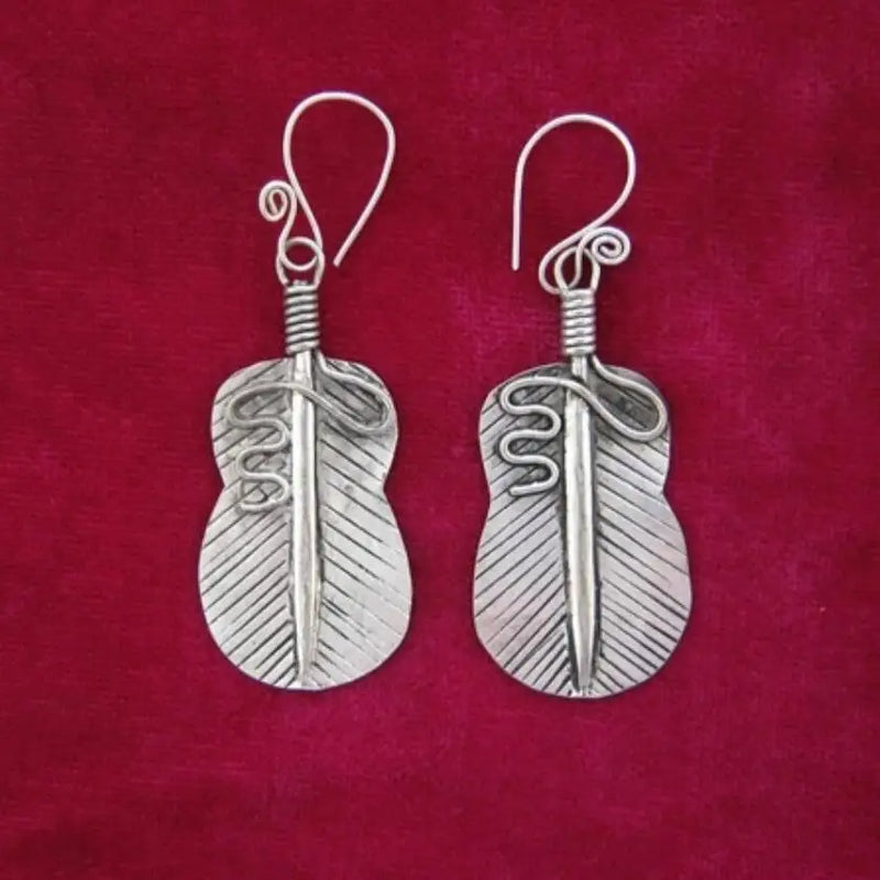 Guizhou Miao Retro Earrings Hanfu Accessories Silver Banana Fan