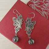 Vintage Miao Silver Earrings Butterfly Ball