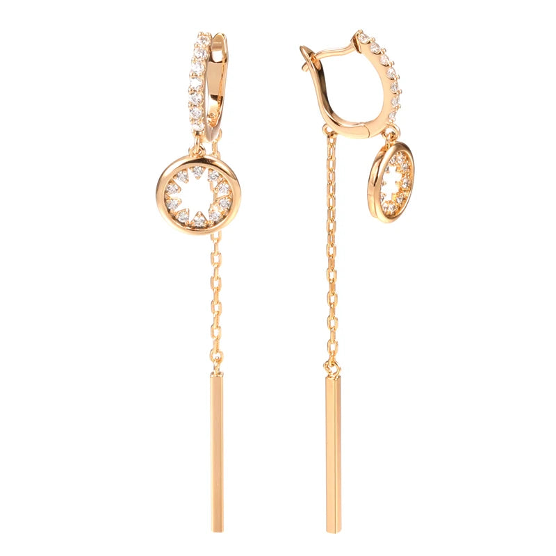 Rose Tassel Dangle Earrings with Zircon