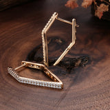 Natural Zircon Dangle Earrings 585 Rose Geometry Glossy Women Fine Jewelry