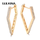 Natural Zircon Dangle Earrings 585 Rose Geometry Glossy Women Fine Jewelry
