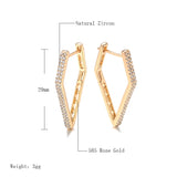 Natural Zircon Dangle Earrings 585 Rose Geometry Glossy Women Fine Jewelry