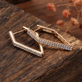 Natural Zircon Dangle Earrings 585 Rose Geometry Glossy Women Fine Jewelry