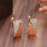 Rose Zircon Square Stud Earrings Ethnic Wedding Jewelry