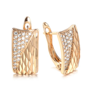 Rose Zircon Square Stud Earrings Ethnic Wedding Jewelry