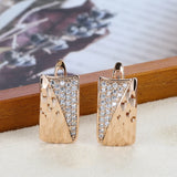 Rose Zircon Square Stud Earrings Ethnic Wedding Jewelry