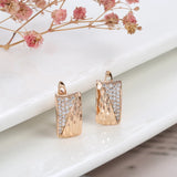 Rose Zircon Square Stud Earrings Ethnic Wedding Jewelry