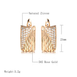 Rose Zircon Square Stud Earrings Ethnic Wedding Jewelry