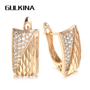 Rose Zircon Square Stud Earrings Ethnic Wedding Jewelry