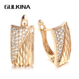 Rose Zircon Square Stud Earrings Ethnic Wedding Jewelry