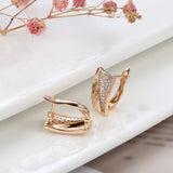 Rose Zircon Square Stud Earrings Ethnic Wedding Jewelry