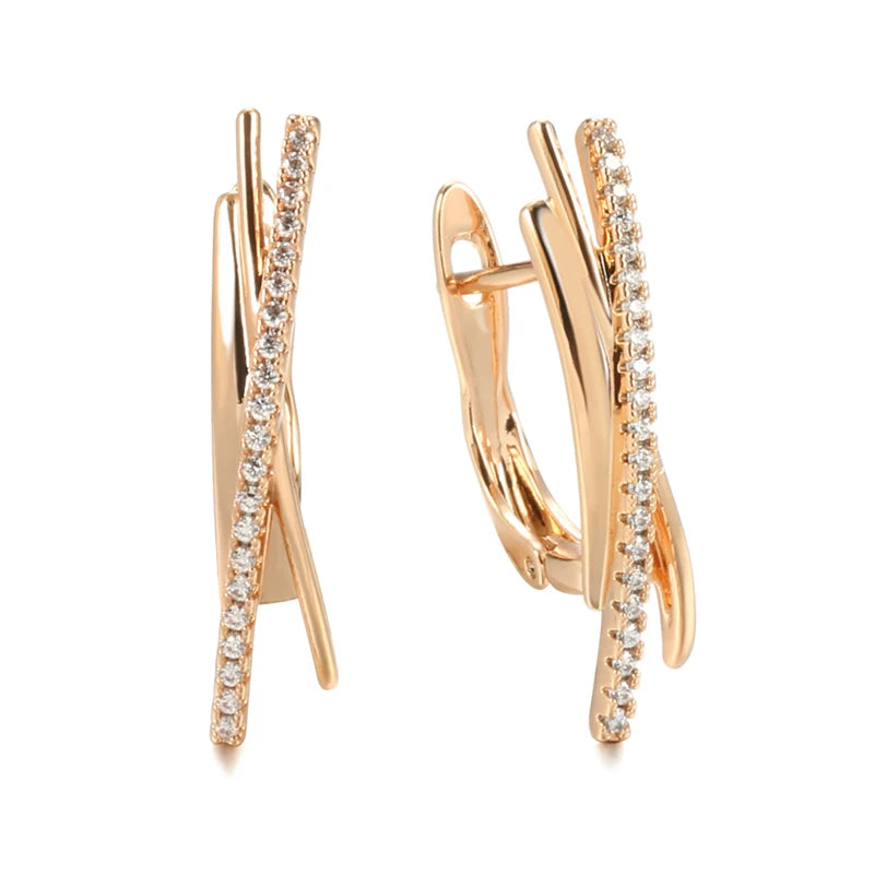 Natural Zircon Drop Earrings 585 Rose Earrings for Women