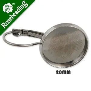 Gun Metal French Lever Back Earrings Base Settings, 20MM