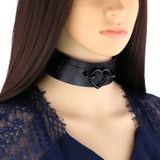Gun Punk Heart Leather Collar Choker Necklace