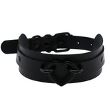 Gun Punk Heart Leather Collar Choker Necklace