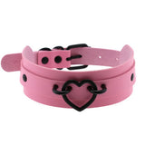 Gun Punk Heart Leather Collar Choker Necklace