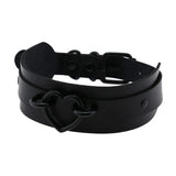 Gun Punk Heart Leather Collar Choker Necklace