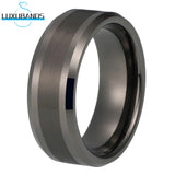 Guntemal Tungsten Wedding Ring 8mm Flat Beveled Edges Brushed Finish